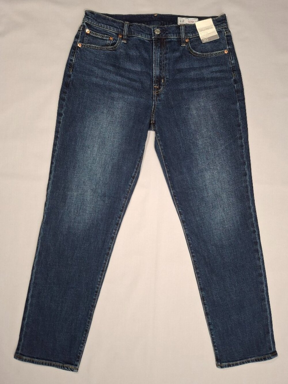 NWT Gap Girlfriend Jeans Womens Tall Dark Wash Mid Rise Tapered | Size 30 - Picture 3 of 13